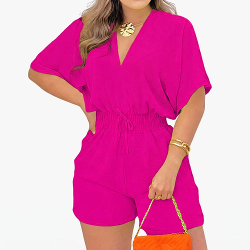 Arlisa - Casual Short-Sleeved V-Neck Summer Romper
