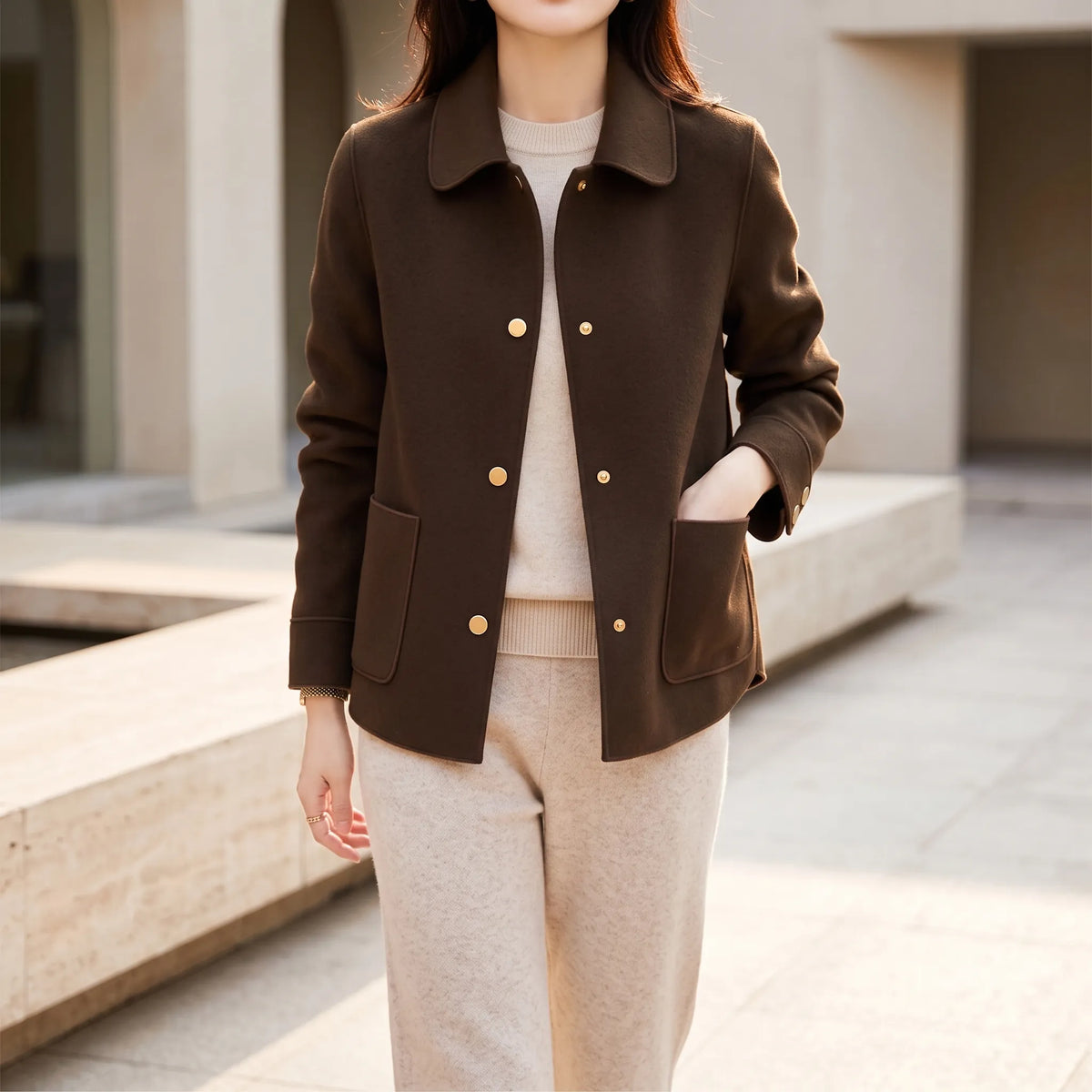 Avelis - Short Button-Front Coat