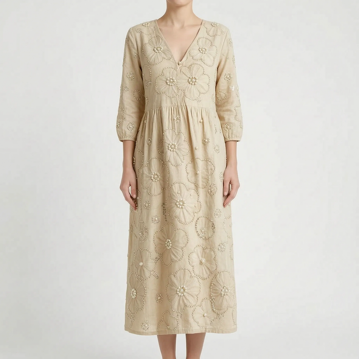 Florana - Long-Sleeved Floral Midi Dress