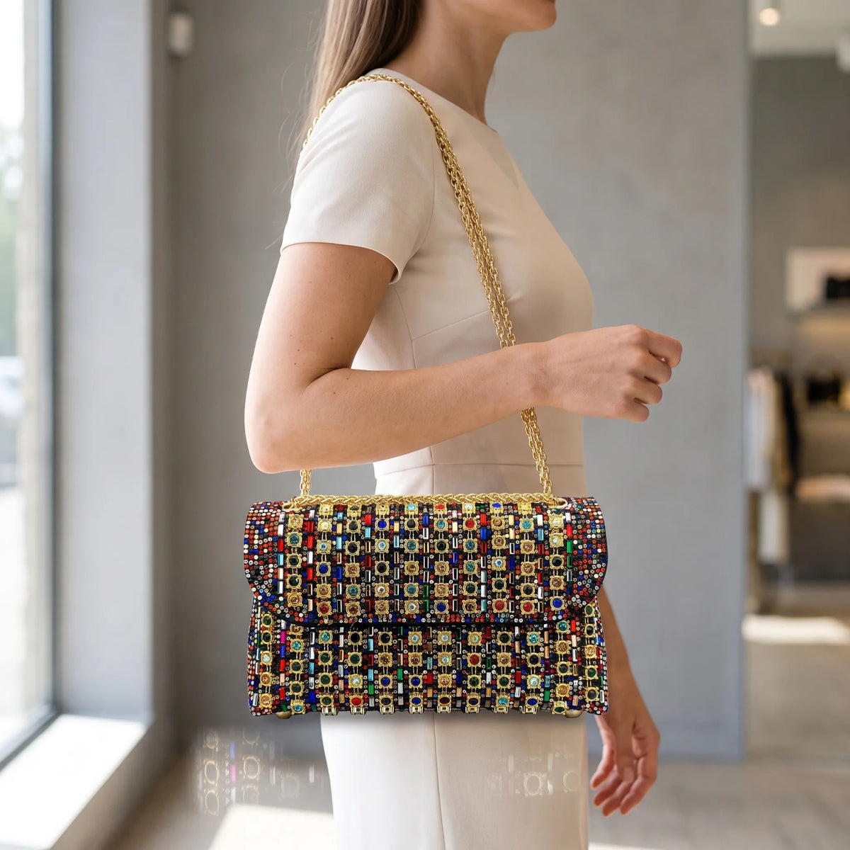 Glimmera - Embellished Flap Shoulder Bag