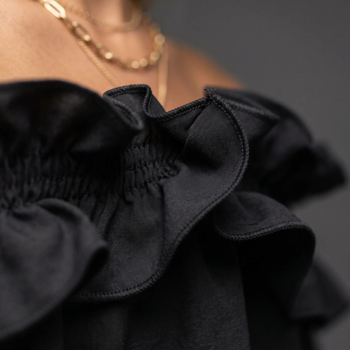 Oceana - Off-Shoulder Ruffle Neckline Jumpsuit